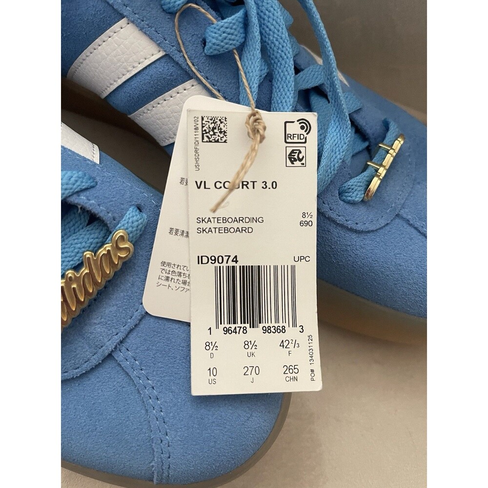 Adidas Women's VL Court 3.0 Shoes Style ID9074 Size 10 Blue Burst Gum New No Box - Picture 5 of 5